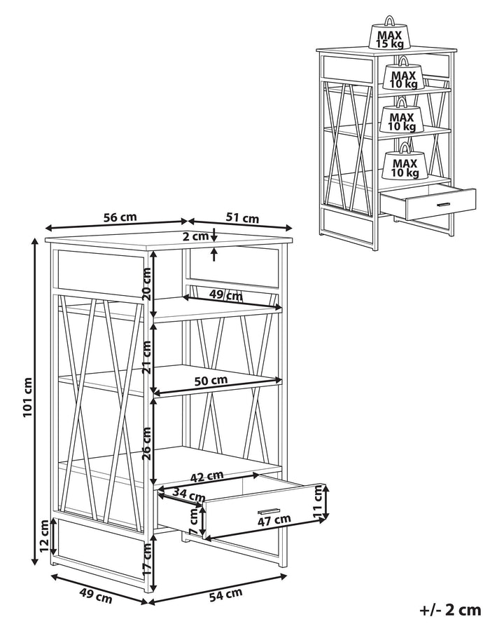 3 Tier Shelving Unit 101 cm Light Brown Lucia