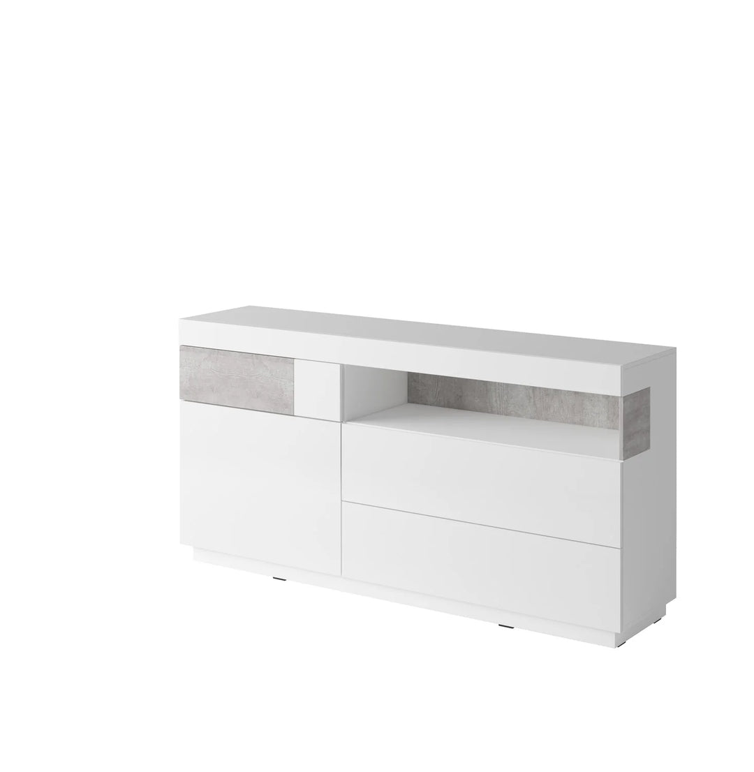 Sideboard Cabinet White Gloss / Concrete Grey Silke 47