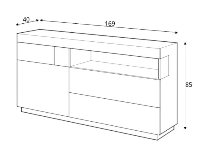 Sideboard Cabinet White Gloss / Concrete Grey Silke 47