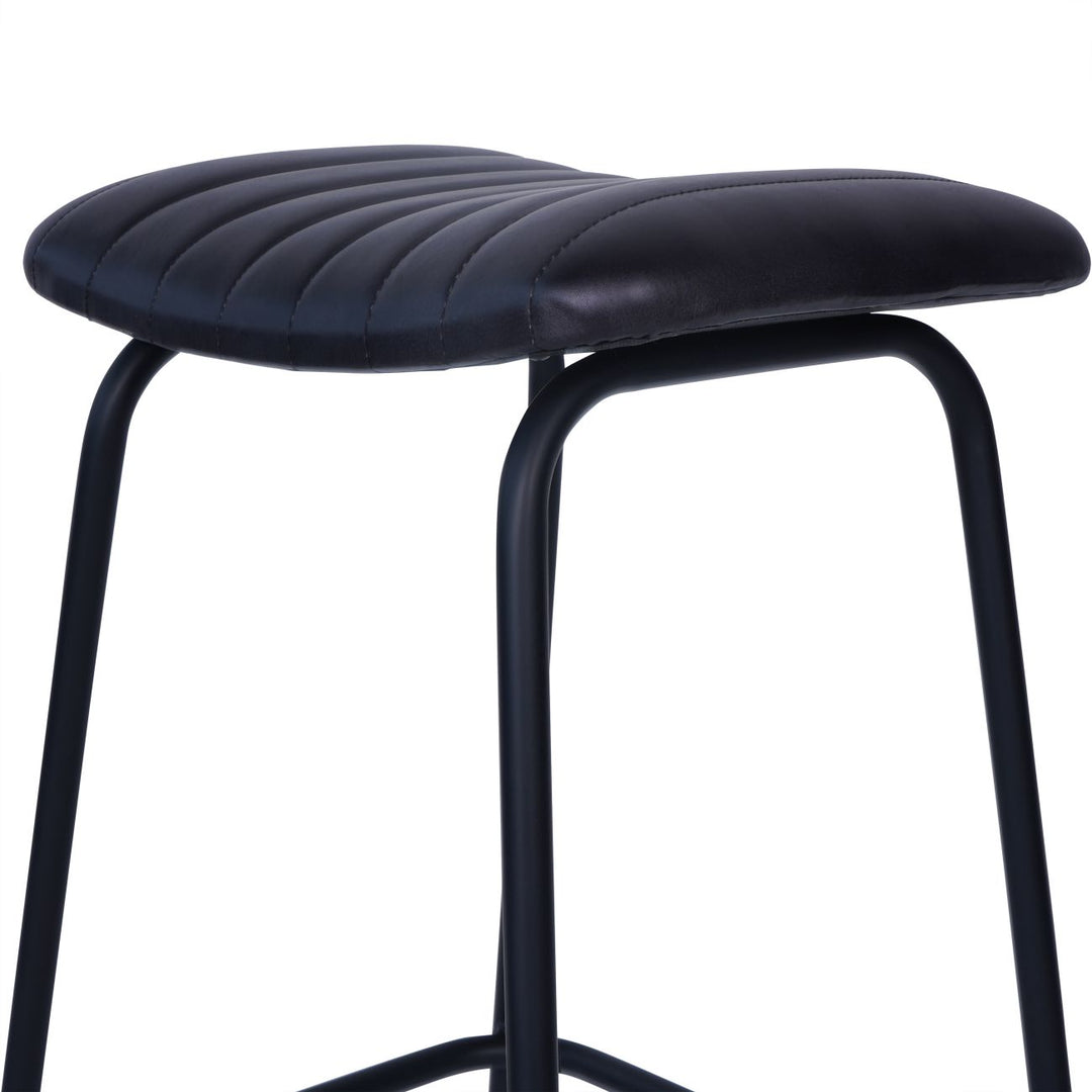 Libra Pair of Arthur Charcoal Leather Barstool