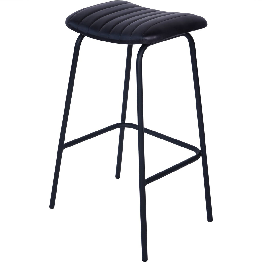 Libra Pair of Arthur Charcoal Leather Barstool