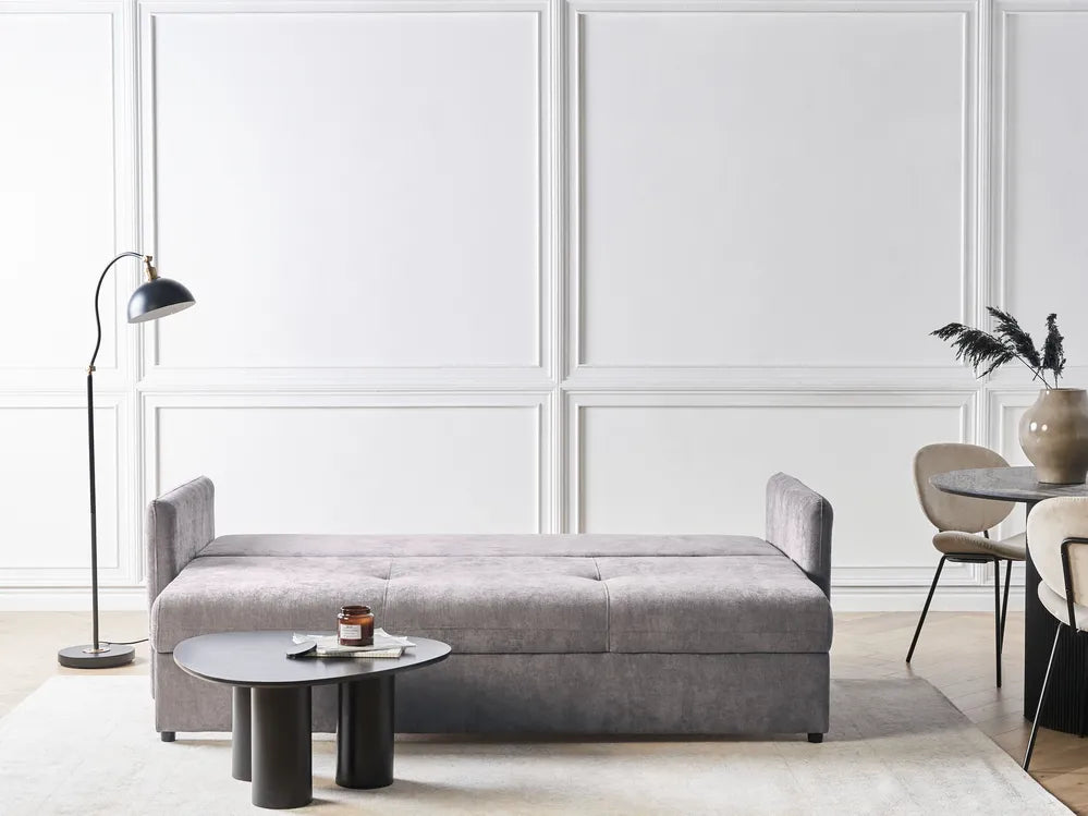 Sofa Bed 3 Seater Chenille Taupe with Storage Devair