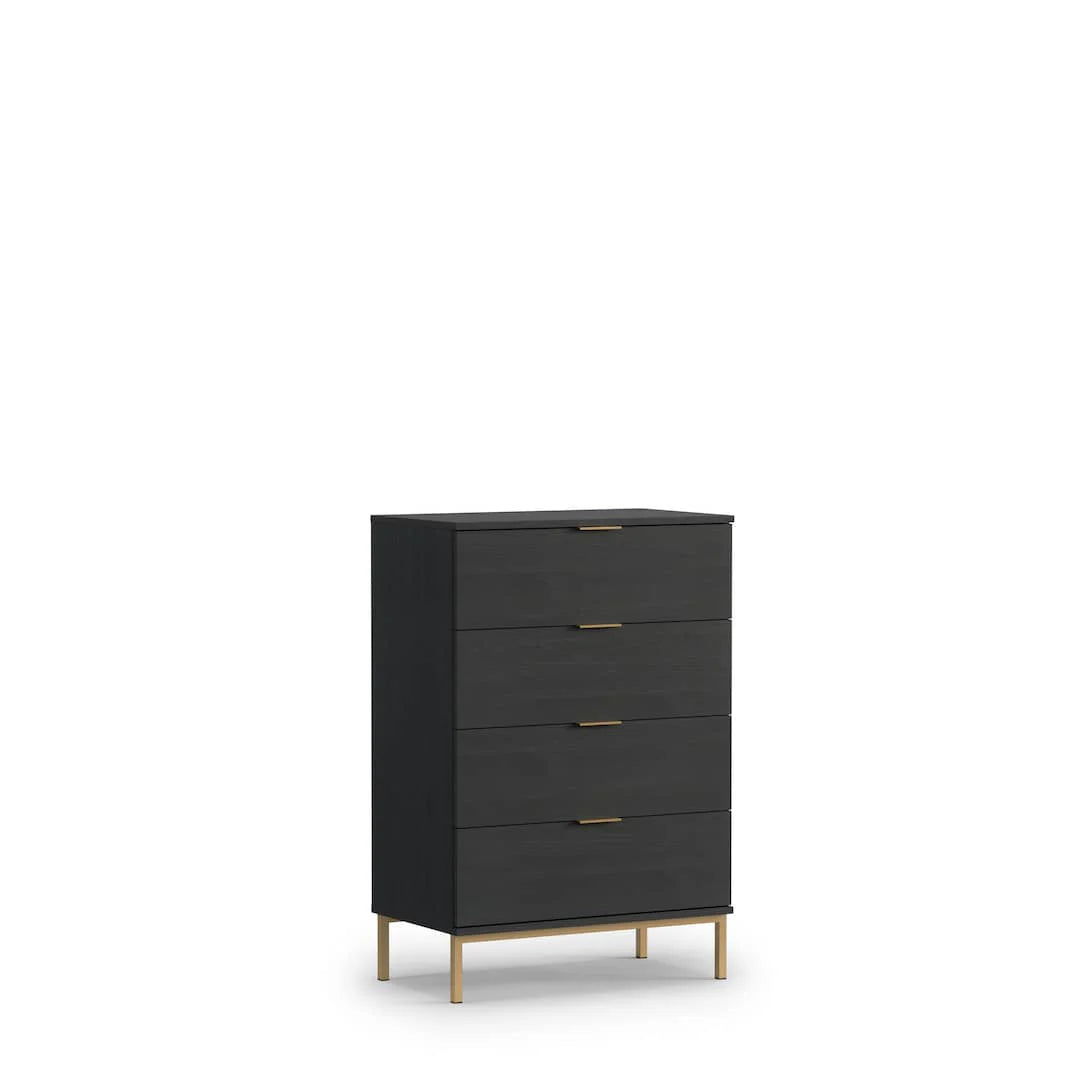 Sleek Pula Chest of Drawers - Modern Navy with Gold Accents 