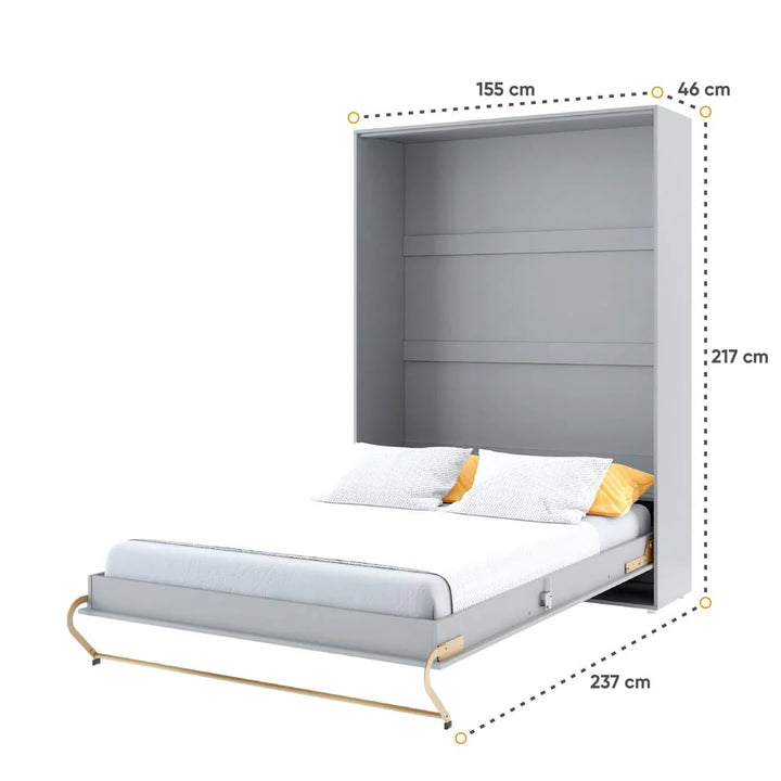 Dyane Vertical Wall Bed Concept 140cm with Storage Cabinets Grey Matt CP-01