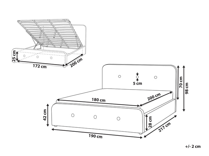 Fabric EU Super King Size Ottoman Bed Beige Rennes