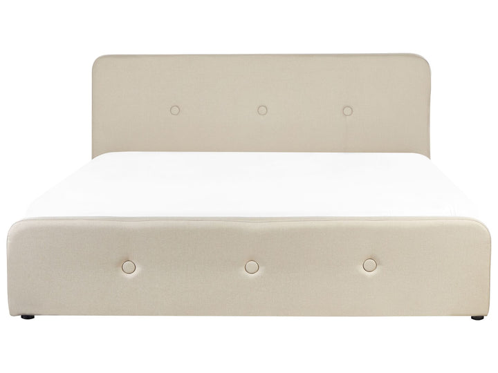 Fabric EU Super King Size Ottoman Bed Beige Rennes