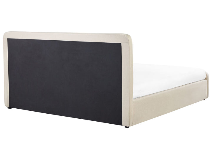 Fabric EU Super King Size Ottoman Bed Beige Rennes