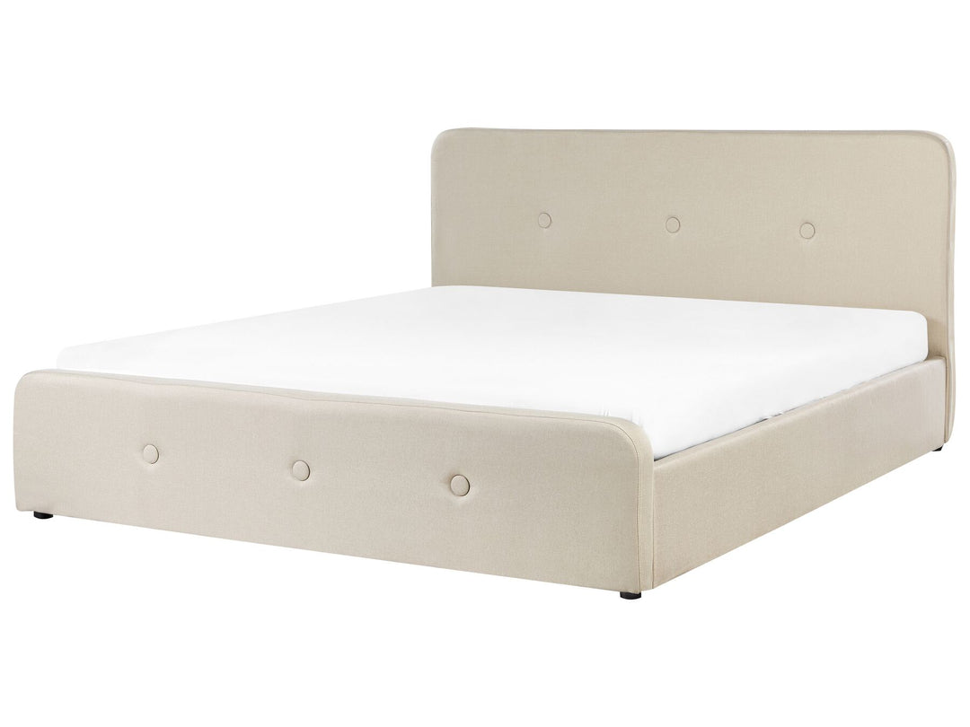 Fabric EU Super King Size Ottoman Bed Beige Rennes