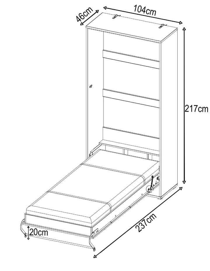 Ambrey Vertical Wall Bed Concept 90cm White Gloss CP-03