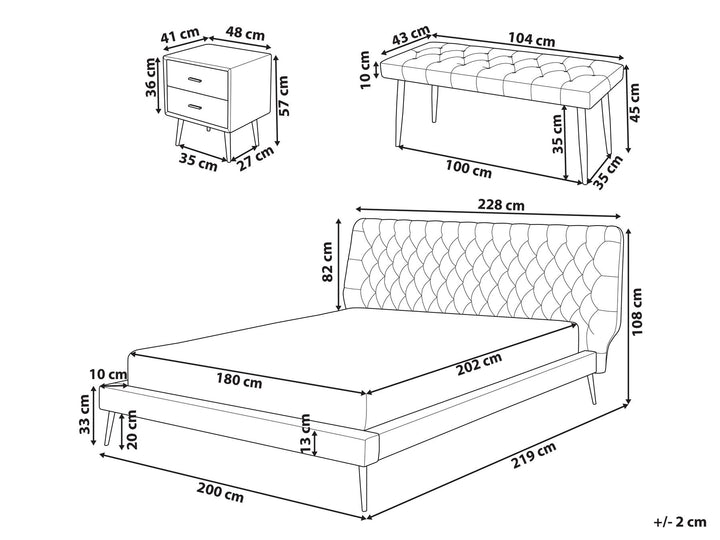 Essone 4 Piece Bedroom Set Faux Leather EU Super King Size Beige