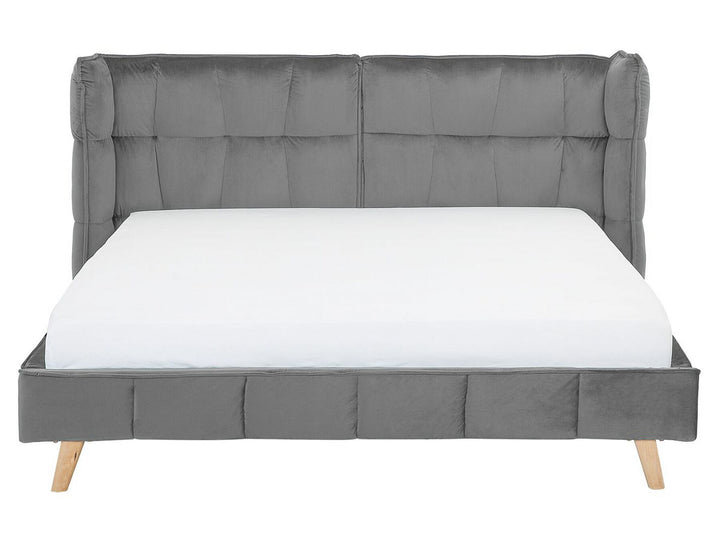 Velvet EU King Size Bed Grey Senlis