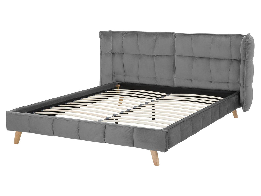 Velvet EU King Size Bed Grey Senlis