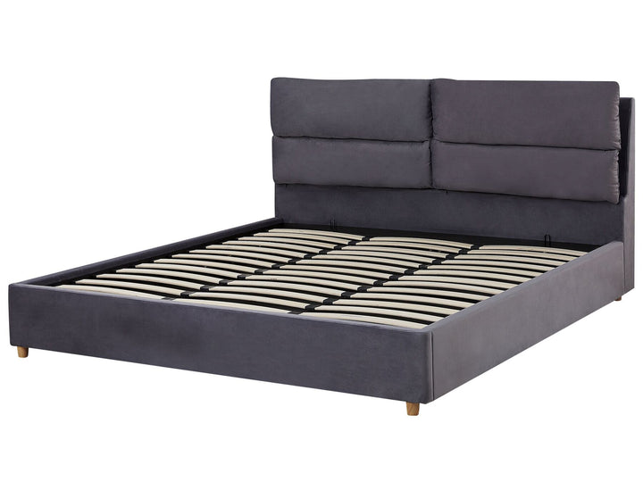 Batilly Velvet EU Super King Size Ottoman Bed Grey