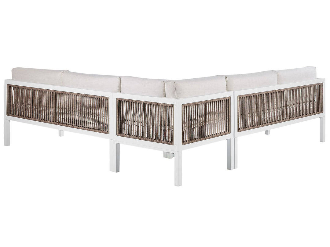 Borello Garden Corner Sofa with Table 4 Seater Left Hand Metal Beige