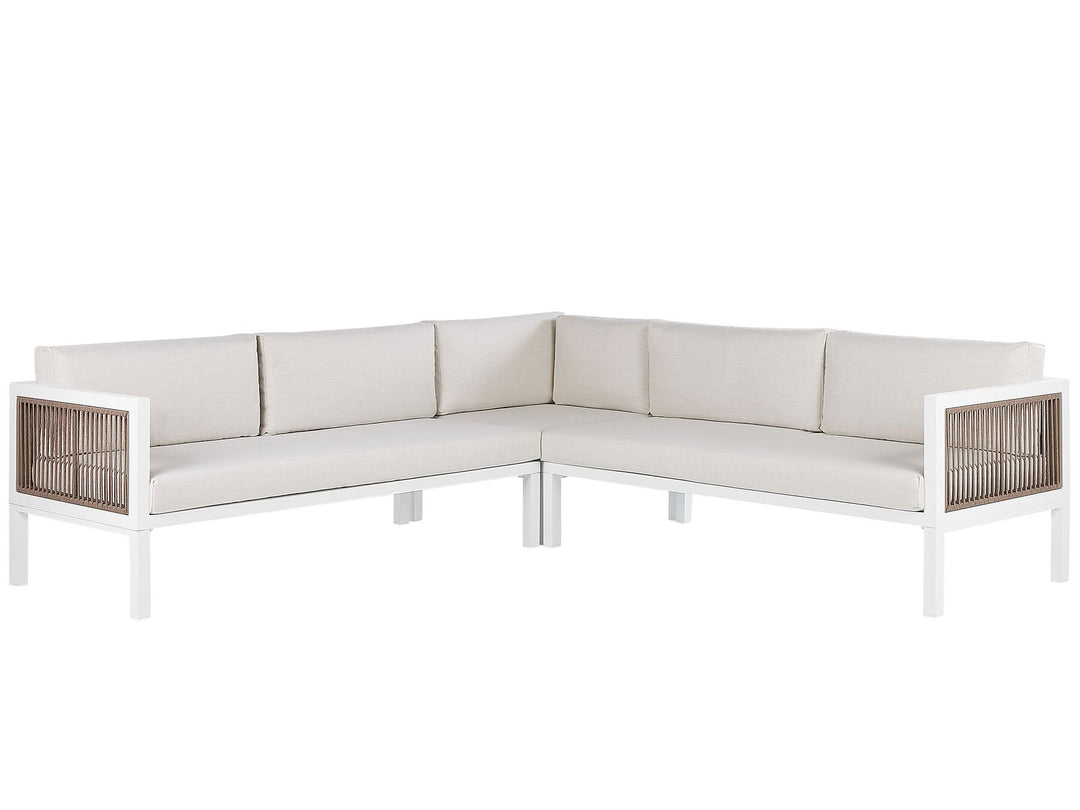 Borello Garden Corner Sofa with Table 4 Seater Left Hand Metal Beige
