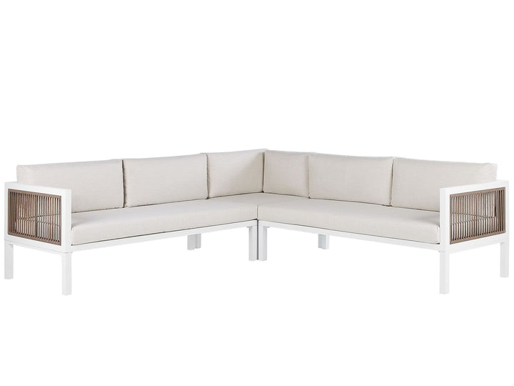 Borello Garden Corner Sofa with Table 4 Seater Left Hand Metal Beige