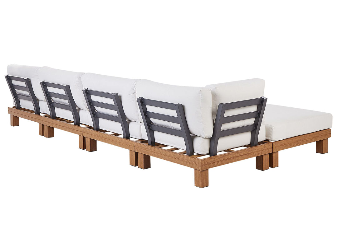 Sanza Garden Corner Sofa with Table 5 Seater Left Hand Modular Metal White