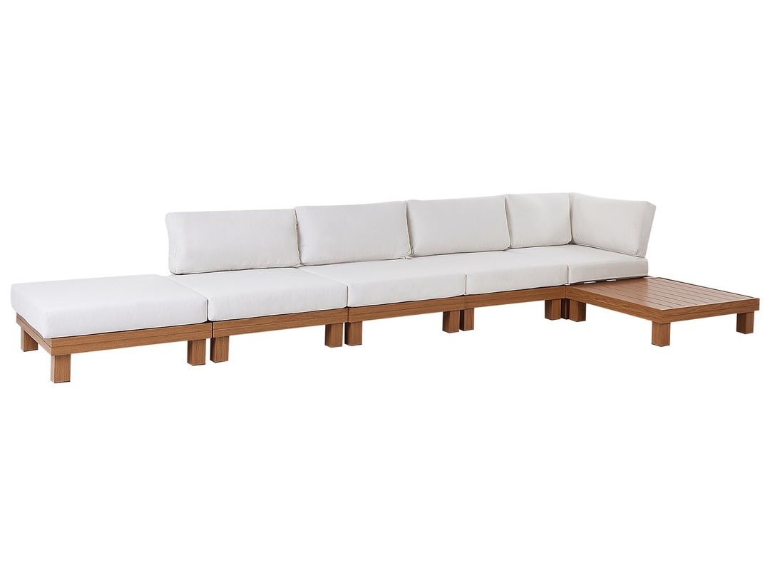 Sanza Garden Corner Sofa with Table 5 Seater Left Hand Modular Metal White