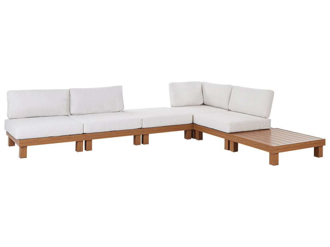 Sanza Garden Corner Sofa with Table 5 Seater Left Hand Modular Metal White