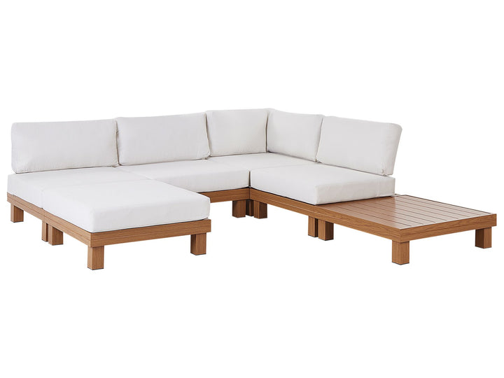 Sanza Garden Corner Sofa with Table 5 Seater Left Hand Modular Metal White