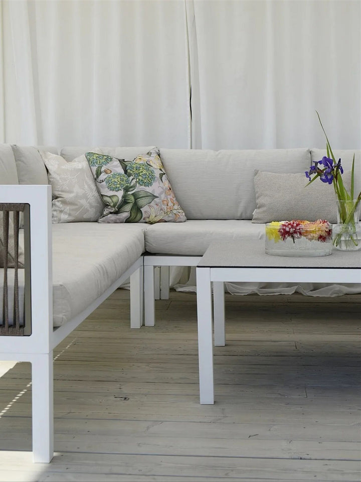 Borello Garden Corner Sofa with Table 4 Seater Left Hand Metal Beige