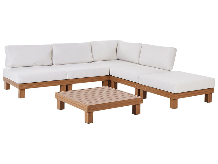 Sanza Garden Corner Sofa with Table 5 Seater Left Hand Modular Metal White