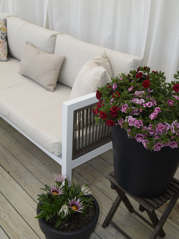 Borello Garden Corner Sofa with Table 4 Seater Left Hand Metal Beige
