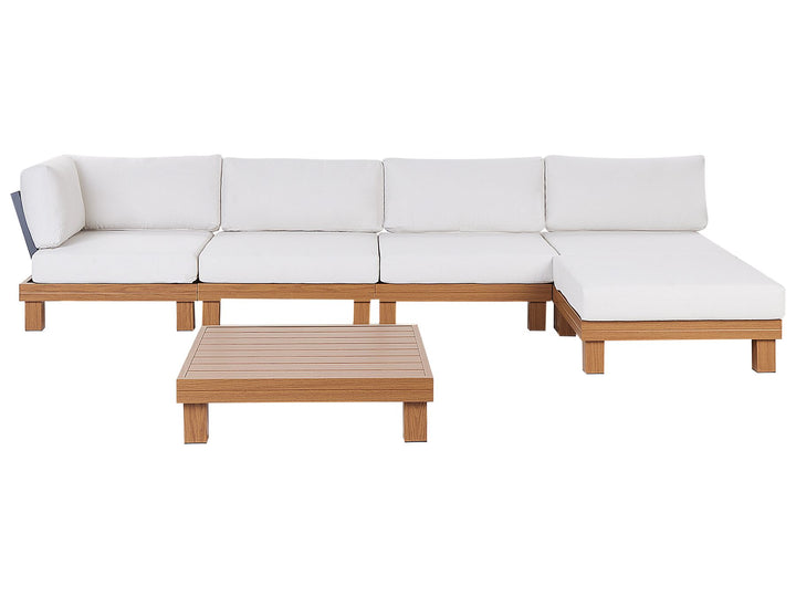 Sanza Garden Corner Sofa with Table 5 Seater Left Hand Modular Metal White
