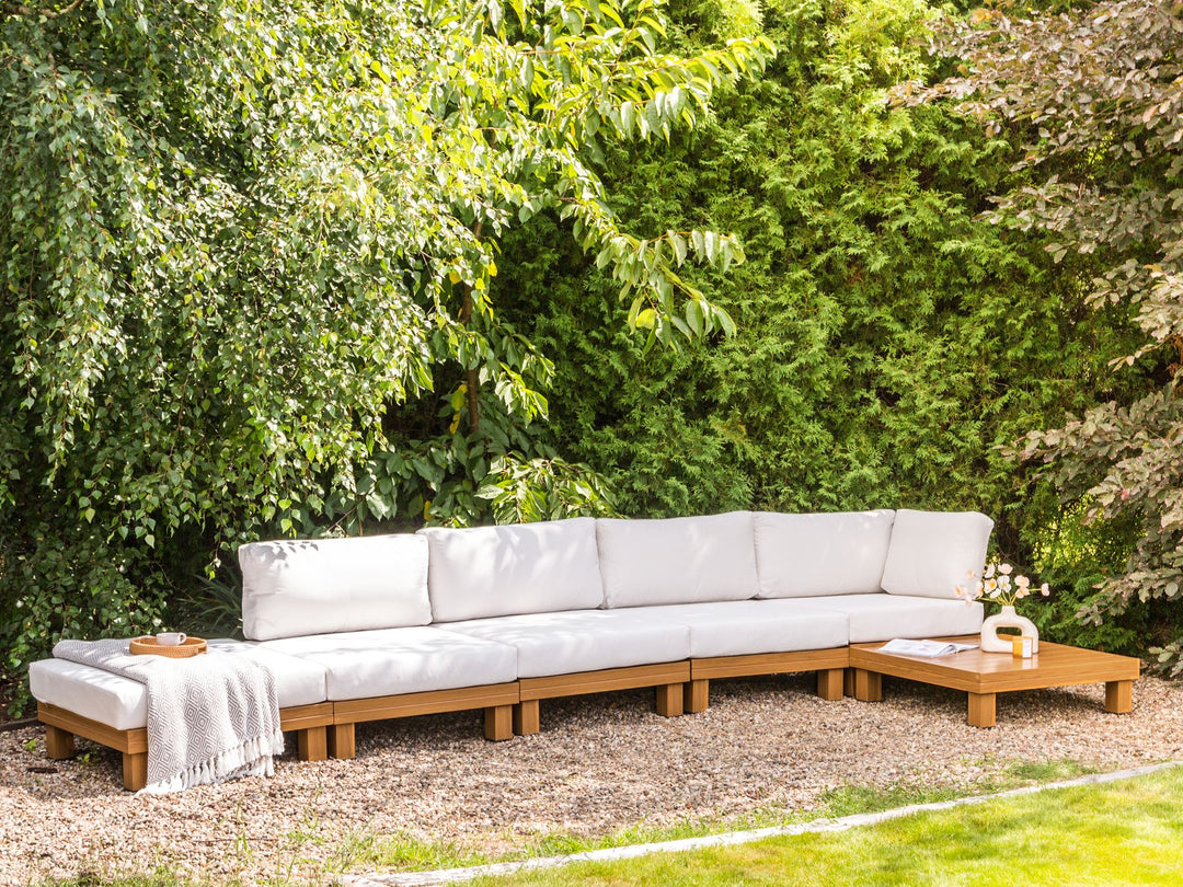 Sanza Garden Corner Sofa with Table 5 Seater Left Hand Modular Metal White