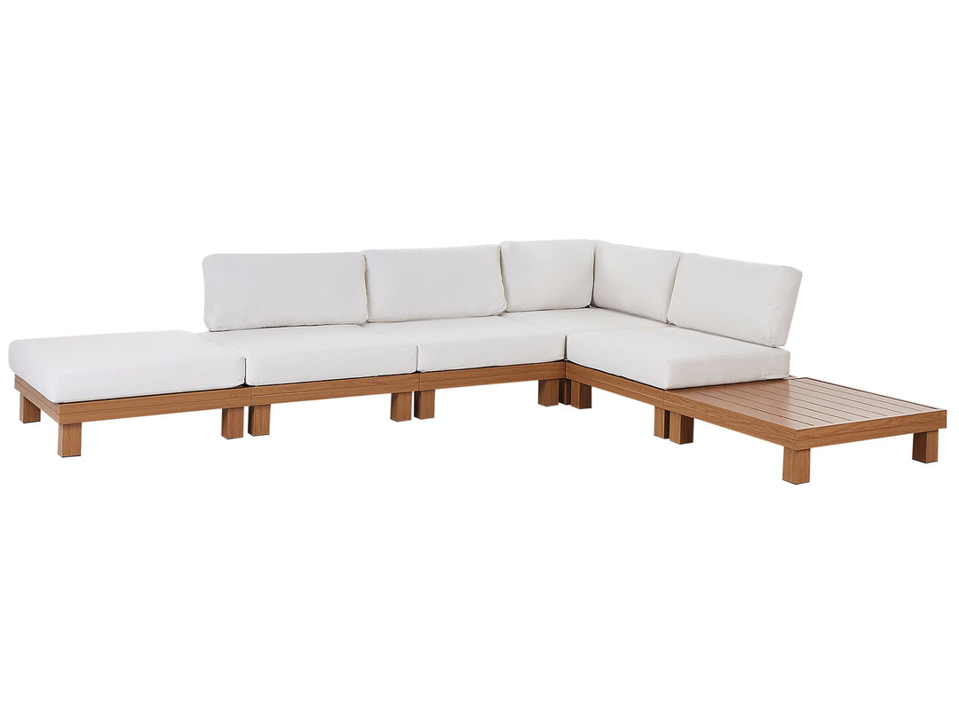 Sanza Garden Corner Sofa with Table 5 Seater Left Hand Modular Metal White
