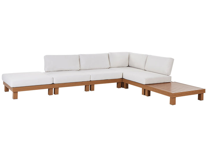 Sanza Garden Corner Sofa with Table 5 Seater Left Hand Modular Metal White