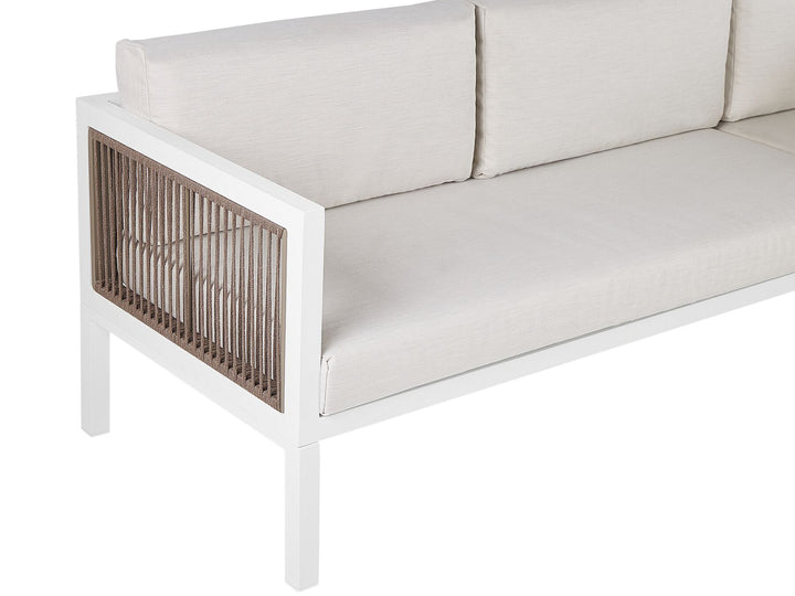 Borello Garden Corner Sofa with Table 4 Seater Left Hand Metal Beige