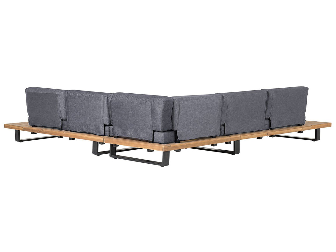 Mykonos Garden Corner Sofa with Table 5 Seater Right Hand Certified Acacia Wood Dark Grey