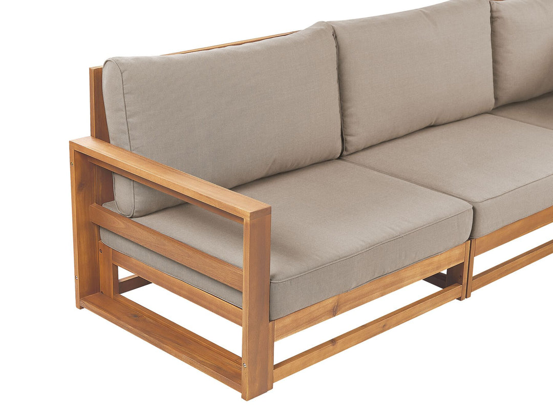 Timor Garden Corner Sofa with Table 4 Seater Left Hand Modular Certified Acacia Wood Light Brown