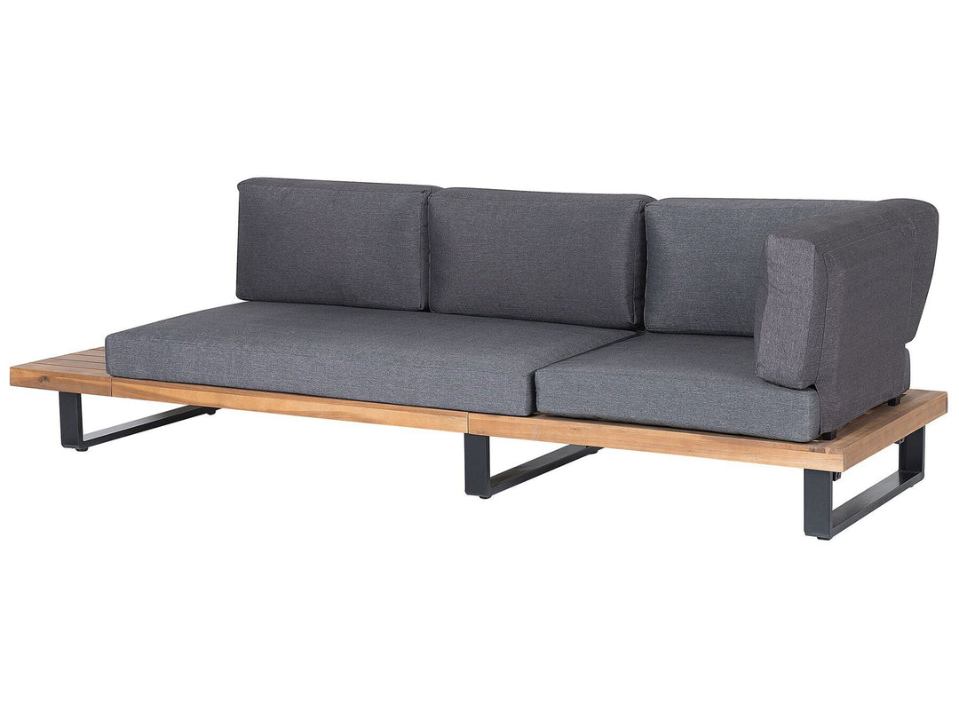 Mykonos Garden Corner Sofa with Table 5 Seater Right Hand Certified Acacia Wood Dark Grey