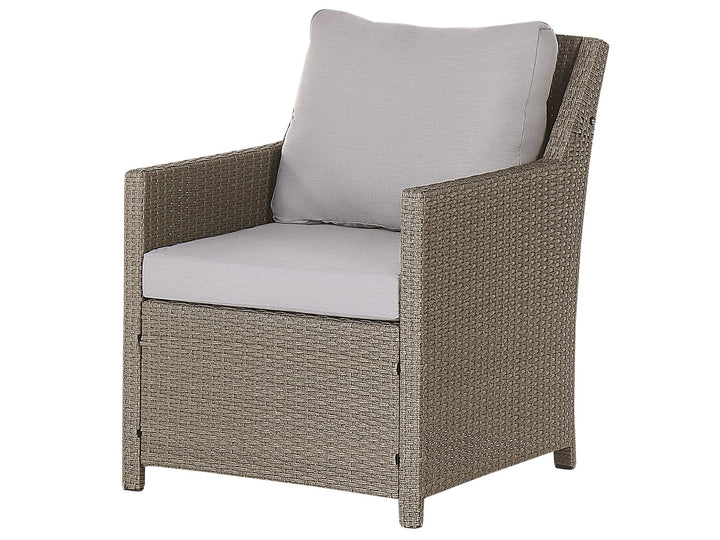 Fonti Garden Lounge Set with Table and Ottoman 5 Seater with Cushions PE Rattan Taupe