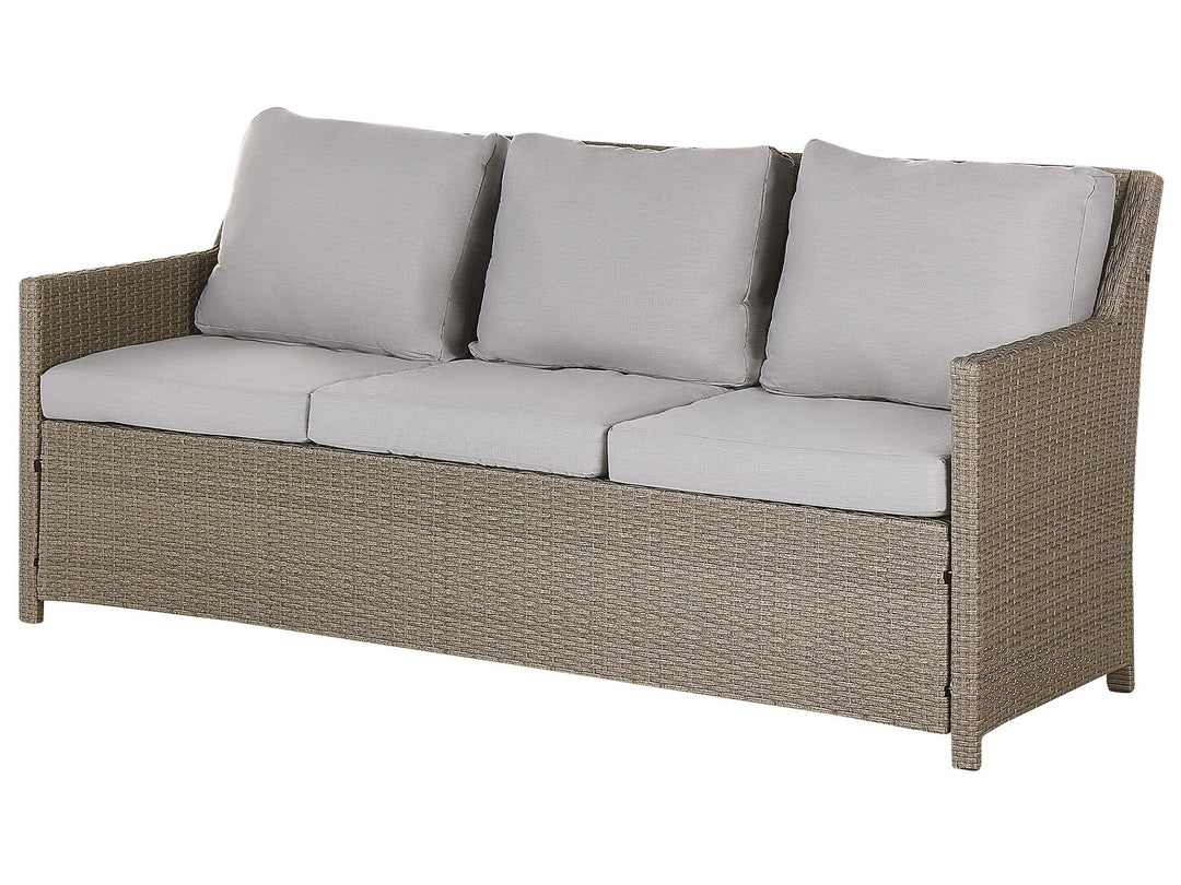 Fonti Garden Lounge Set with Table and Ottoman 5 Seater with Cushions PE Rattan Taupe