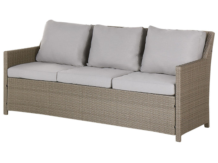 Fonti Garden Lounge Set with Table and Ottoman 5 Seater with Cushions PE Rattan Taupe
