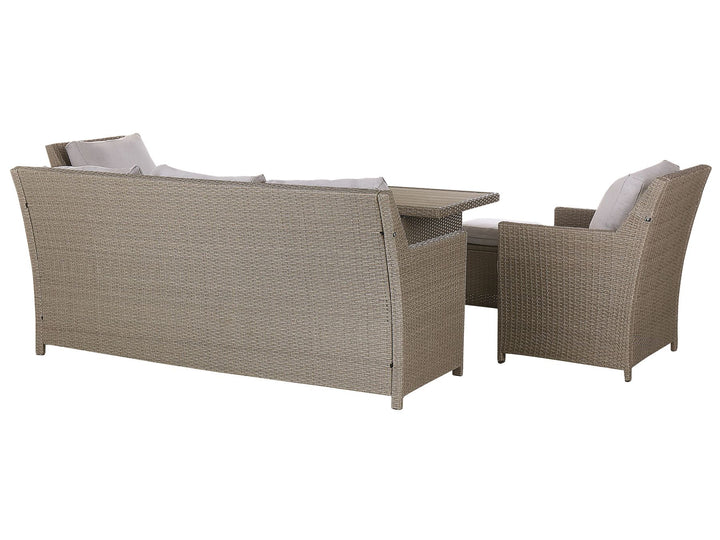 Fonti Garden Lounge Set with Table and Ottoman 5 Seater with Cushions PE Rattan Taupe