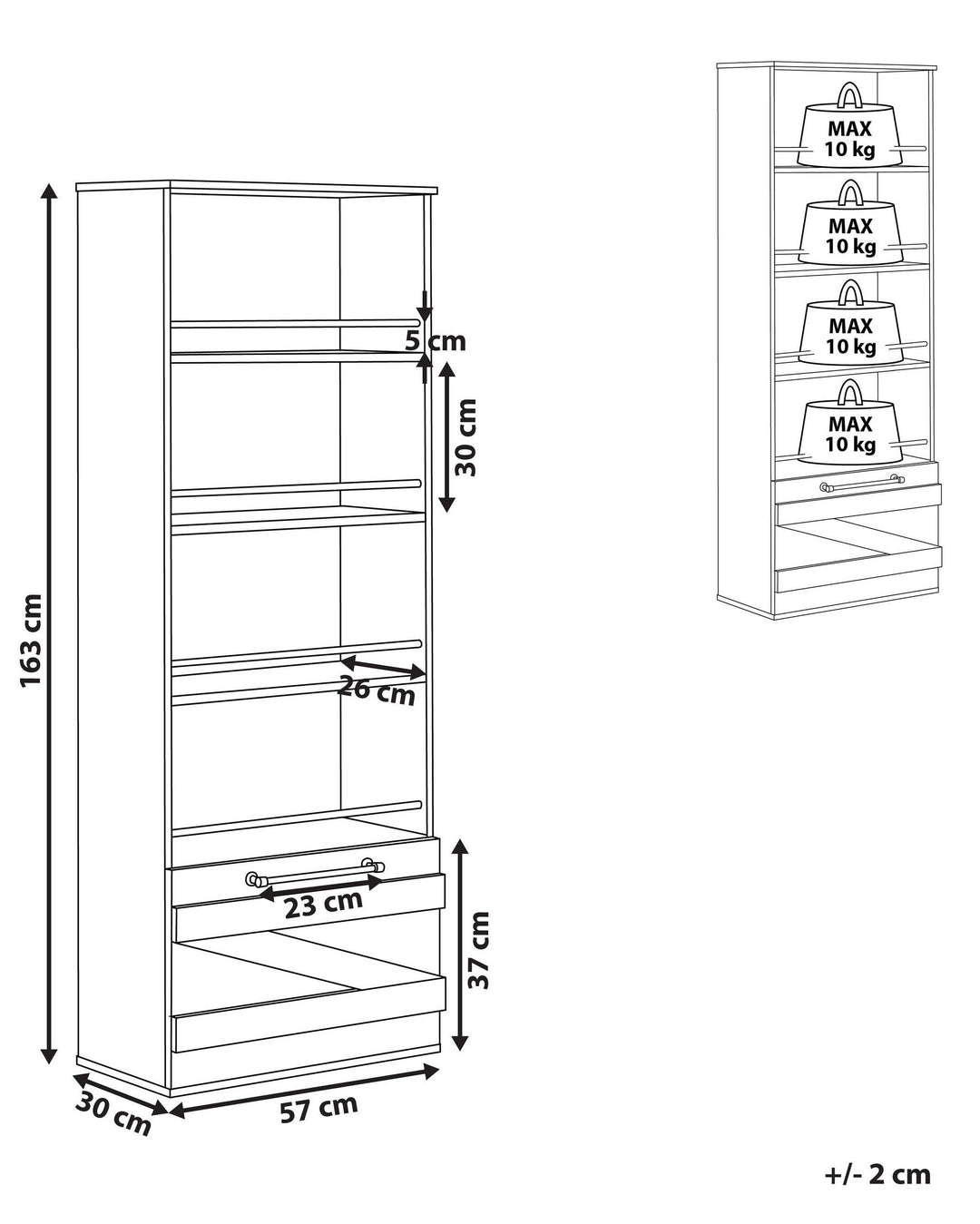 4 Tier Bookcase 163 cm Brown/ Black Venice