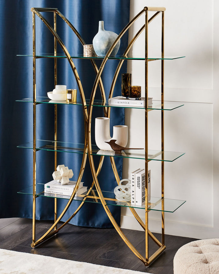 4 Tier Shelving Unit Metal 175 cm Gold Paulo