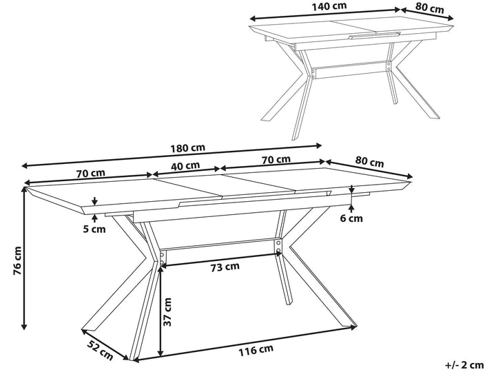 Benson Extending Dining Table 140/180 x 80 cm Grey and Black