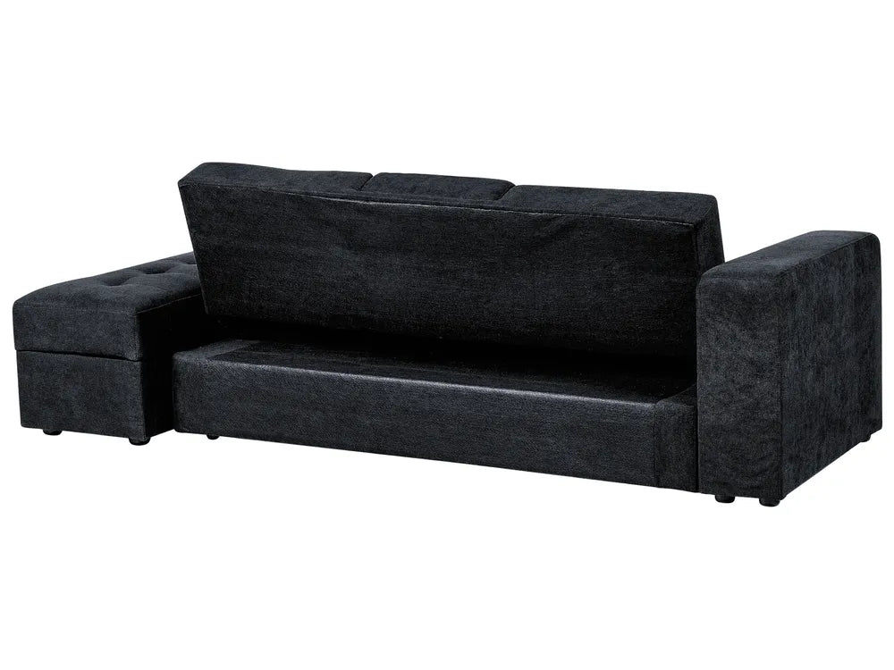 Sofa Bed 3 Seater Fabric Black with Storage Alycea