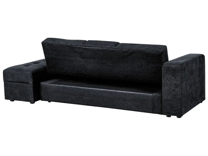 Sofa Bed 3 Seater Fabric Black with Storage Alycea