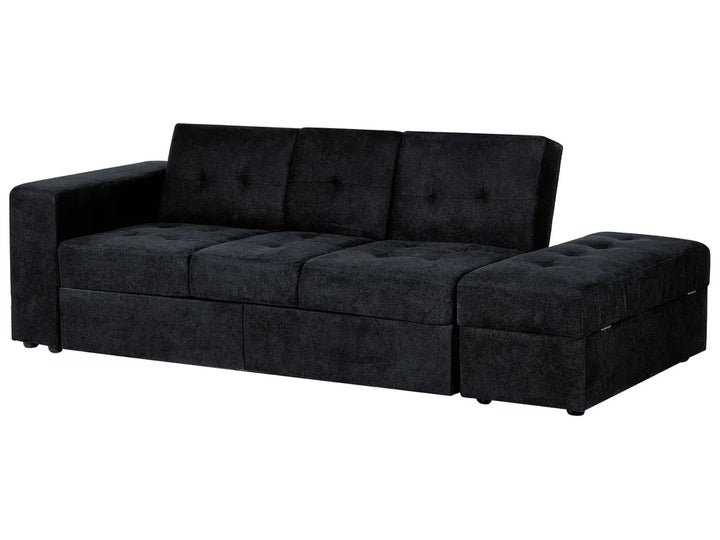 Sofa Bed 3 Seater Fabric Black with Storage Alycea