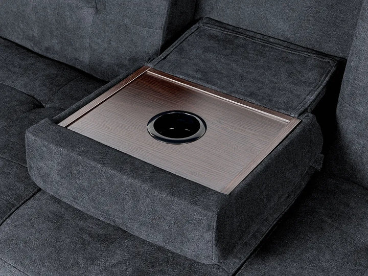 Sofa Bed 3 Seater Fabric Black with Storage Alycea