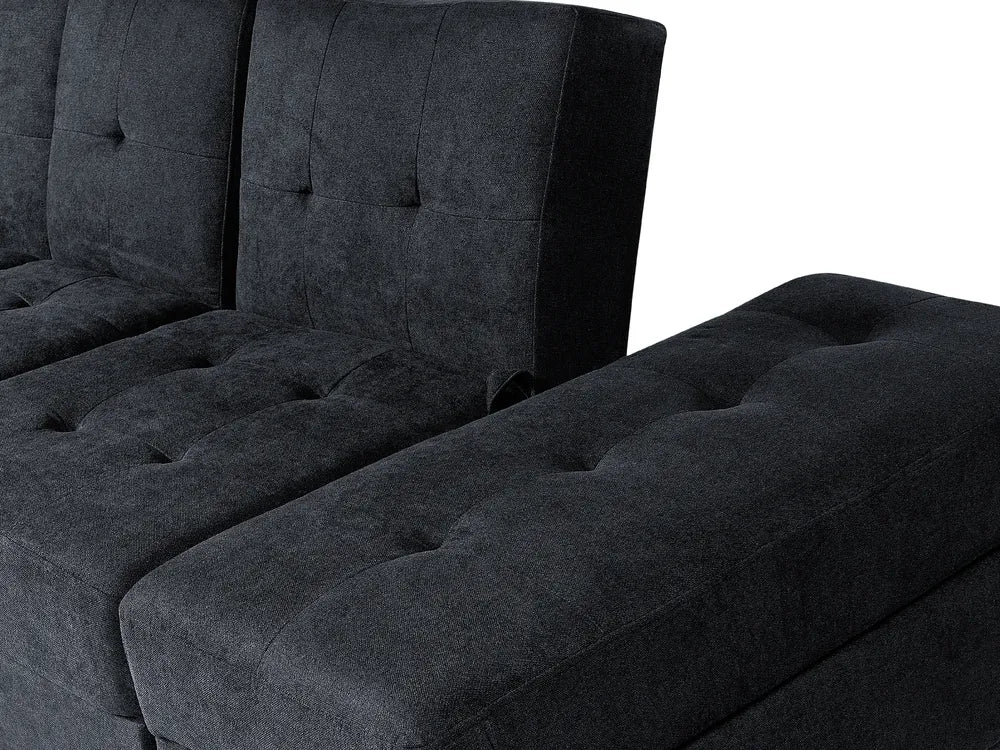 Sofa Bed 3 Seater Fabric Black with Storage Alycea