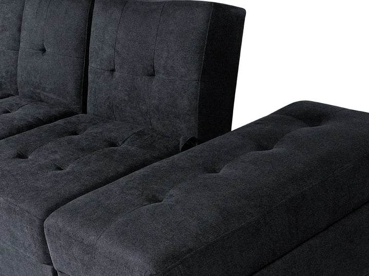 Sofa Bed 3 Seater Fabric Black with Storage Alycea