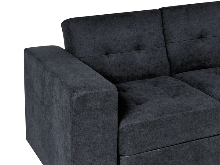 Sofa Bed 3 Seater Fabric Black with Storage Alycea