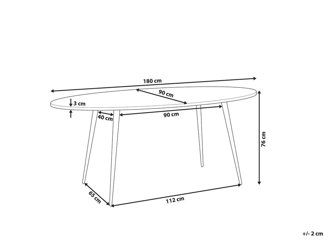 Belko Oval Dining Table 180 x 90 cm Dark Wood with Black